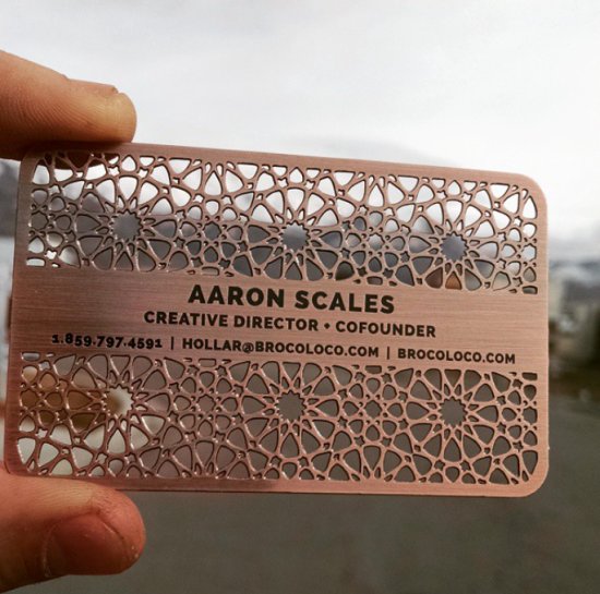 Copper Metal Business Cards Cut Out 
